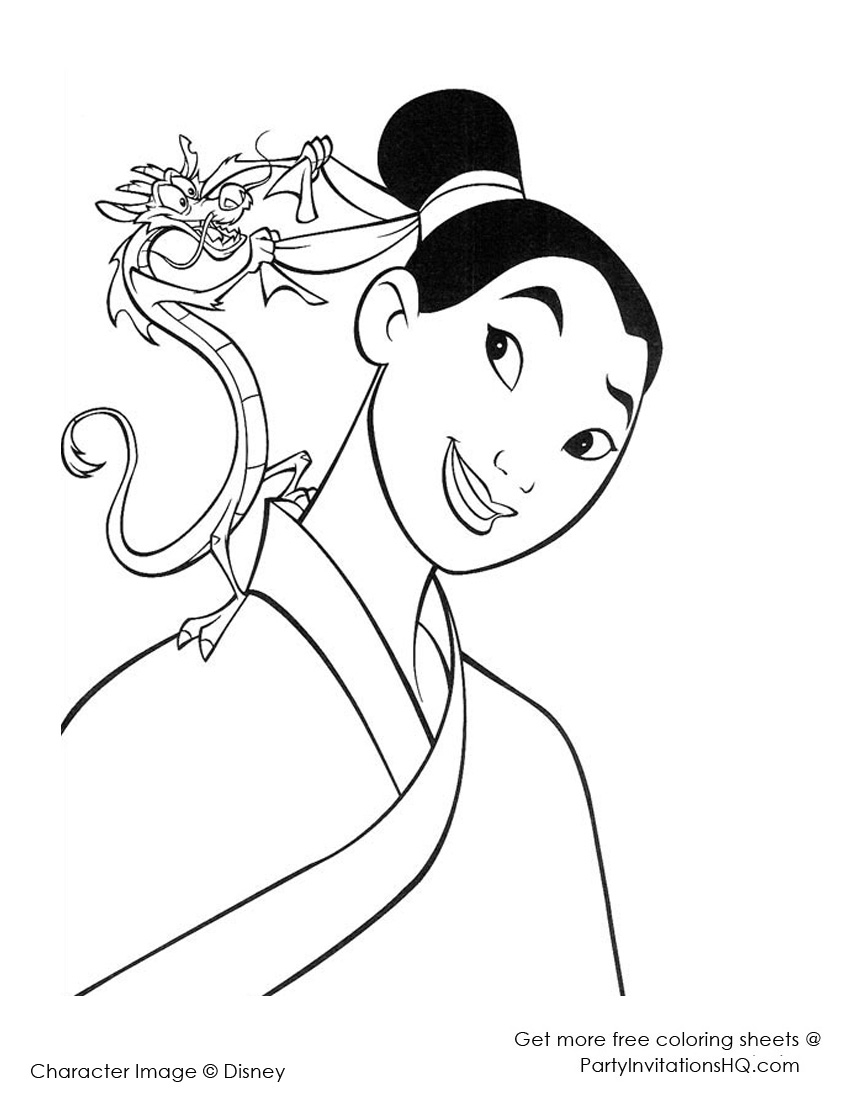 Coloriage de Mulan en pleine action avec son épée
