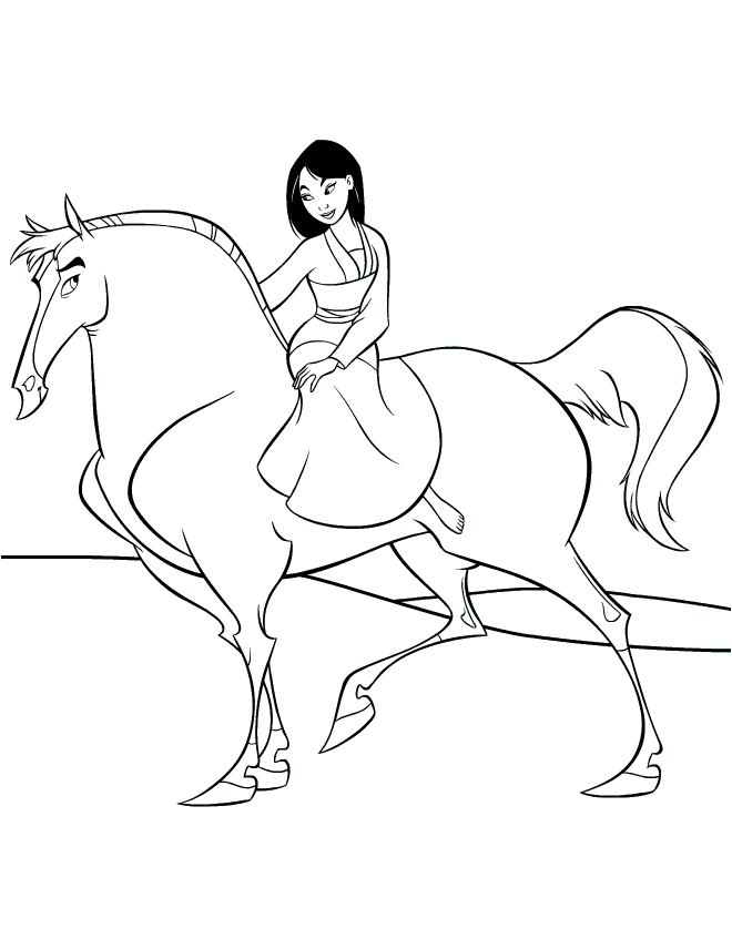 Coloriage de Mulan en pleine action avec son épée