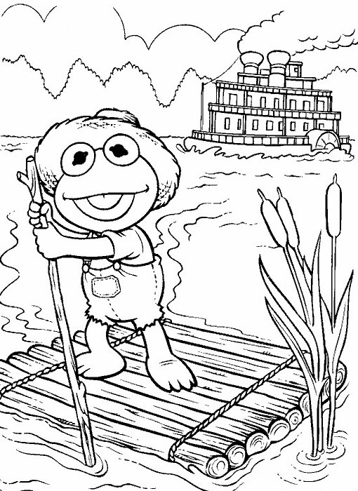 Coloriage des Muppets : Kermit, Miss Piggy et Fozzie Bear en pleine scène
