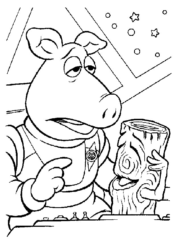Coloriage des Muppets en pleine action dans un décor animé