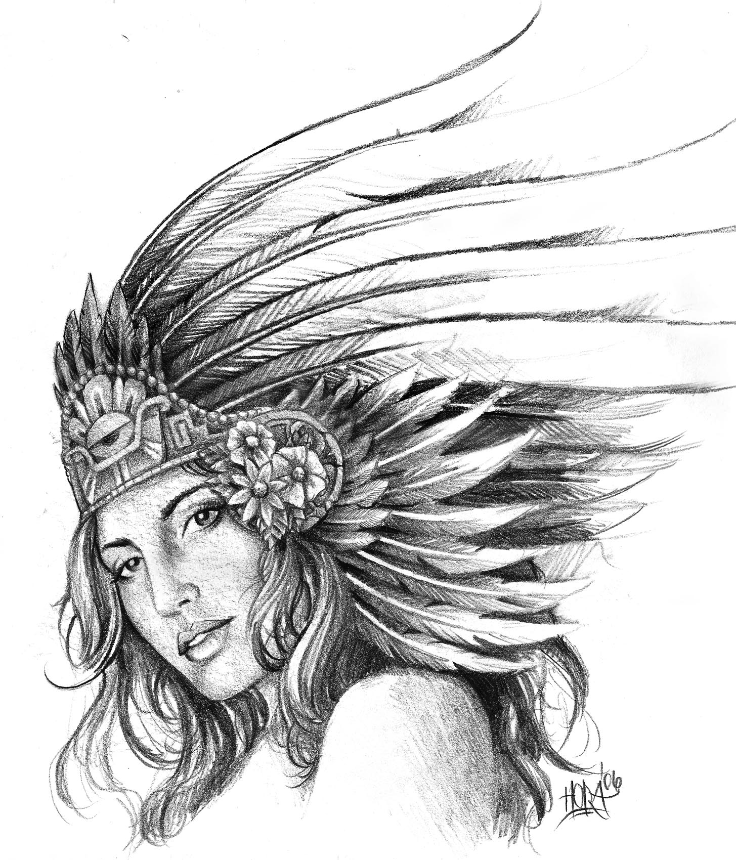 Scène de mythologie aztèque avec un guerrier et une divinité