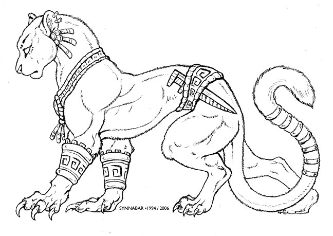 Coloriage d'un guerrier azteque avec des motifs traditionnels