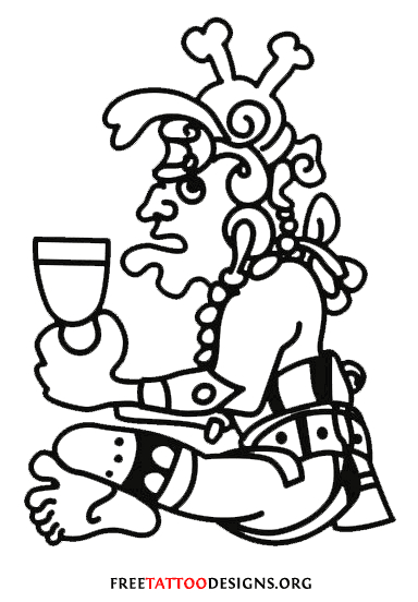 Coloriage d'un guerrier aztèque avec des motifs et un décor symbolique