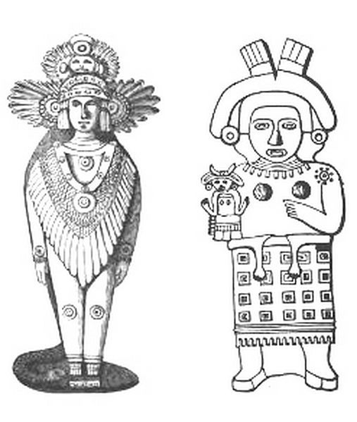 Représentation d'un dieu aztèque entouré de motifs symboliques