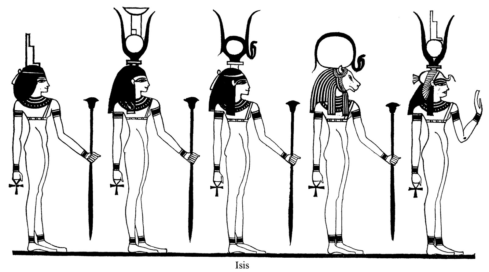 Coloriage de la mythologie égyptienne avec un dieu et des symboles sacrés
