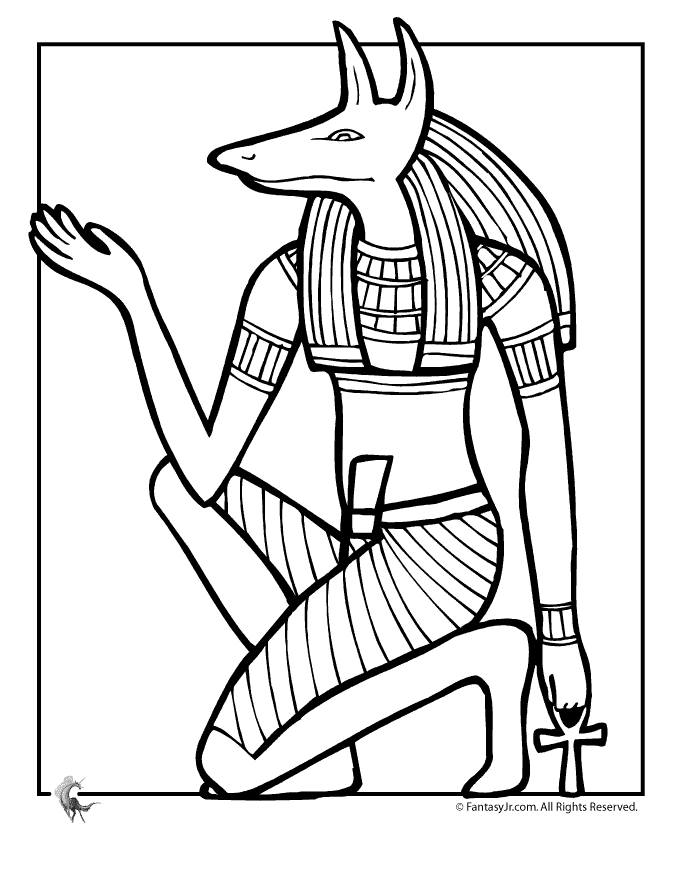 Scène de mythologie égyptienne avec un dieu et des symboles