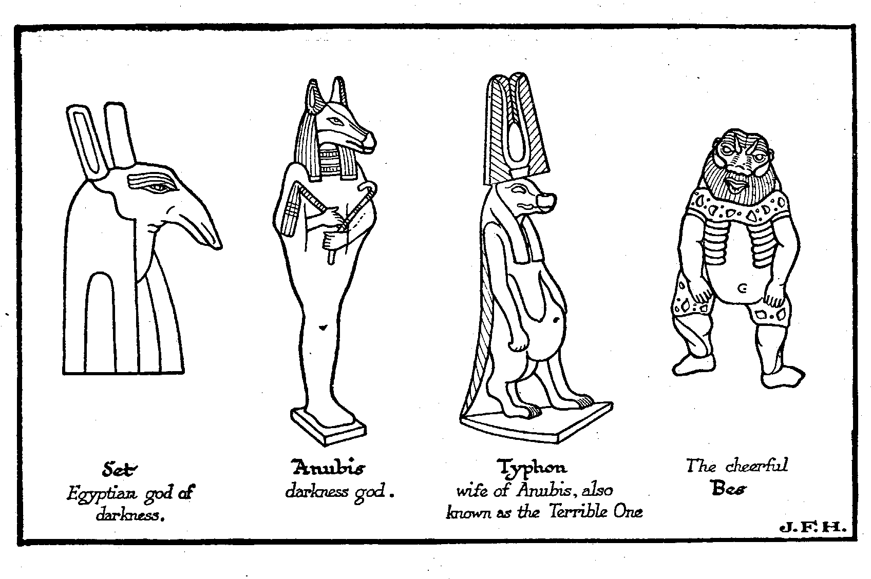 Scène de mythologie égyptienne avec un dieu et des symboles iconiques