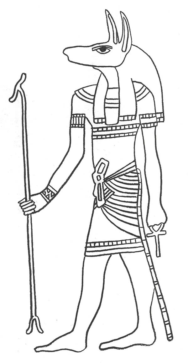 Scène de mythologie égyptienne avec un pharaon et des éléments symboliques