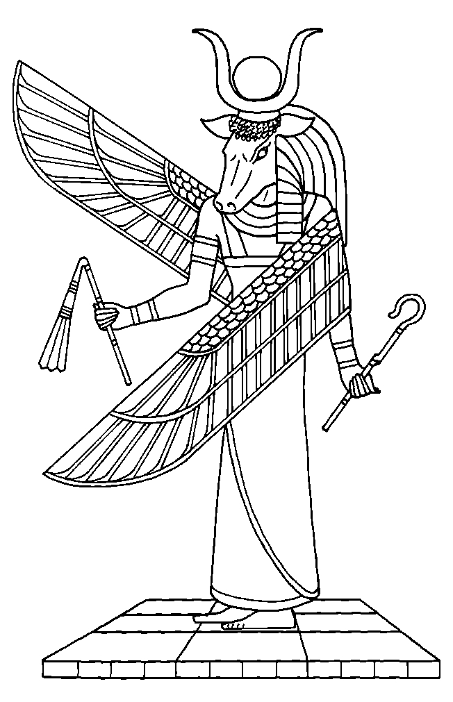 Scène de mythologie égyptienne avec divinités et symboles