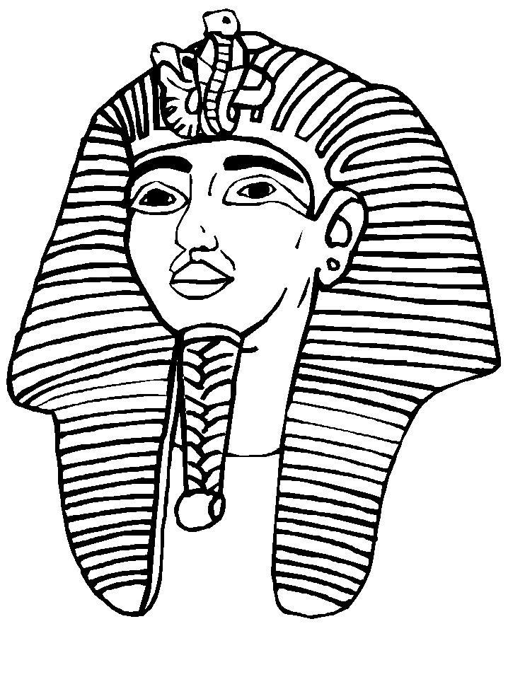 Coloriage d'un pharaon égyptien entouré de symboles mythologiques