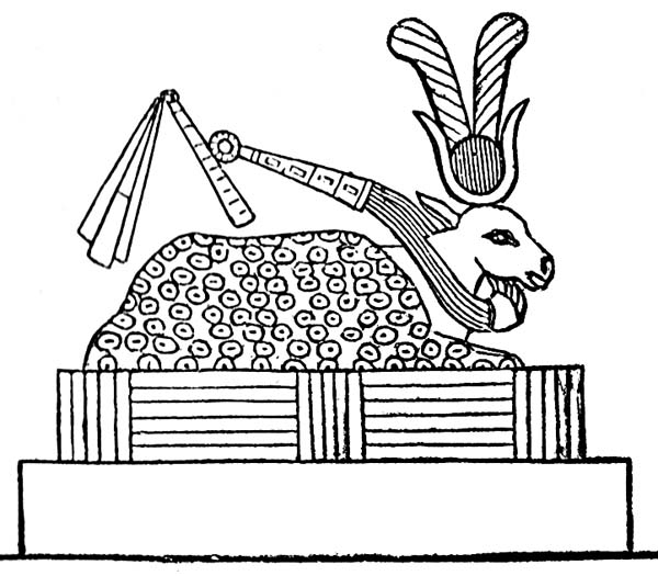Coloriage de divinités égyptiennes dans un décor mythologique