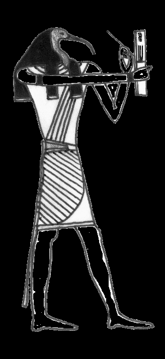Coloriage représentant des divinités égyptiennes en pleine cérémonie
