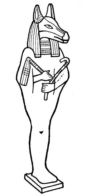 Scène de mythologie égyptienne avec un pharaon et des symboles sacrés