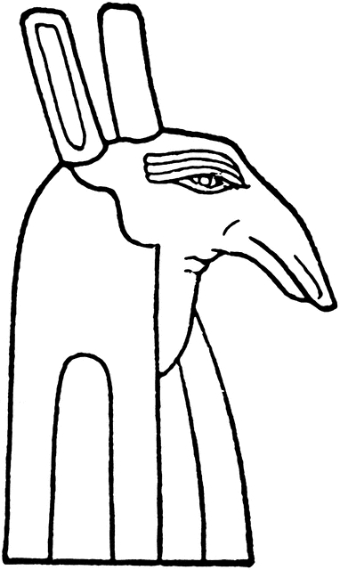 Coloriage de la mythologie égyptienne avec un dieu et des motifs symboliques