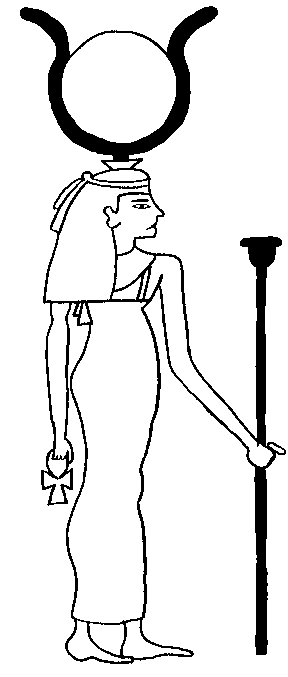 Scène de mythologie égyptienne avec des dieux et symboles