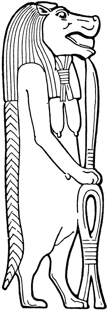 Scène de mythologie égyptienne avec une déesse et des symboles anciens