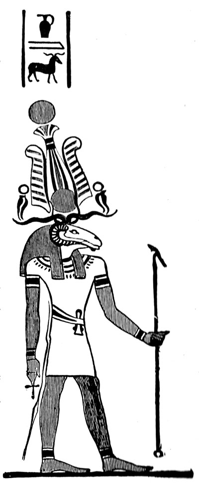 Coloriage d'une scène de mythologie égyptienne avec des figures emblématiques
