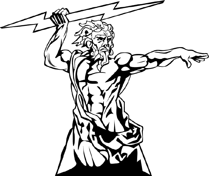 Héros de la mythologie grecque entouré d'éléments iconiques