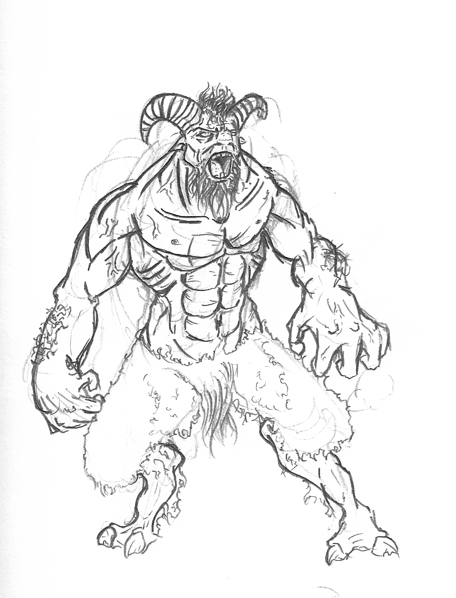 Coloriage représentant des figures de la mythologie grecque dans un paysage divin