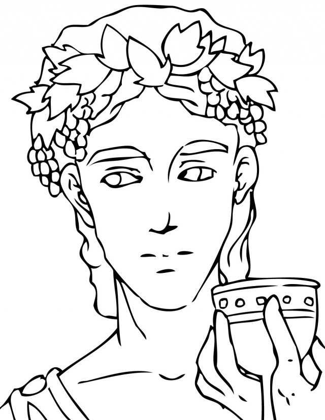 Coloriage représentant une scène de mythologie grecque avec des personnages emblématiques