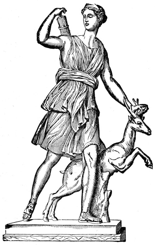 Coloriage représentant des figures de la mythologie grecque dans un décor antique