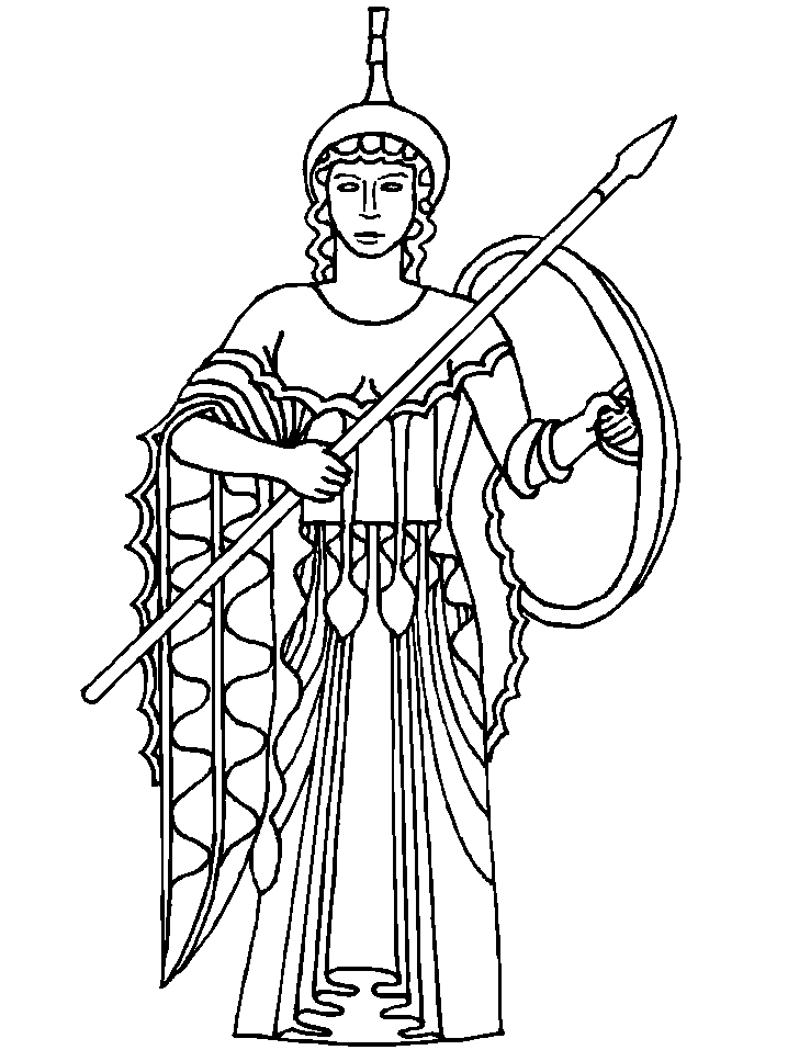 Scène de mythologie grecque avec un héros et des éléments iconiques