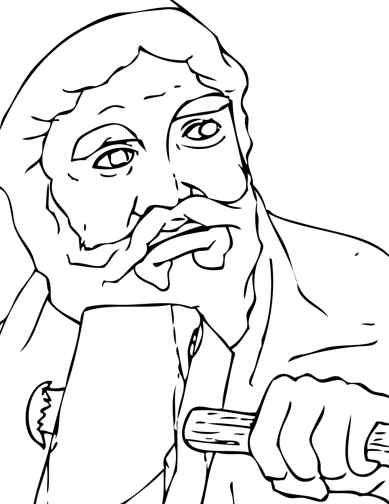 Coloriage d'un héros de la mythologie grecque face à un monstre dans un paysage mythique