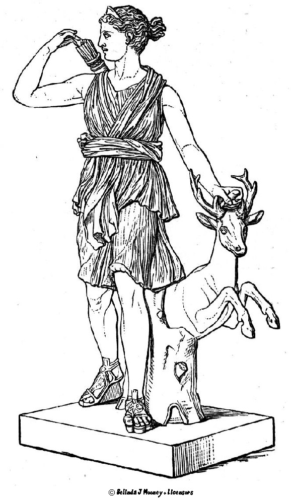 Une scène de mythologie grecque avec des figures emblématiques dans un décor classique