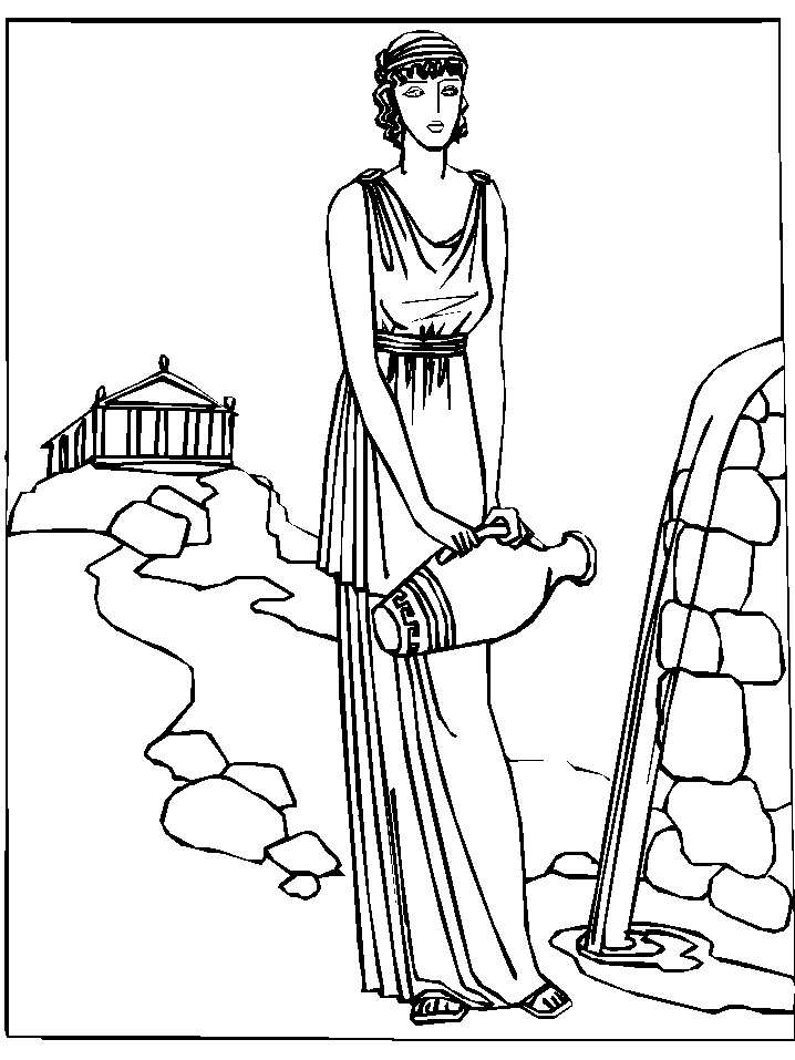 Un héros mythologique affrontant un serpent dans un paysage antique