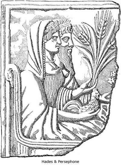 Coloriage représentant des figures mythologiques grecques sur un fond orné
