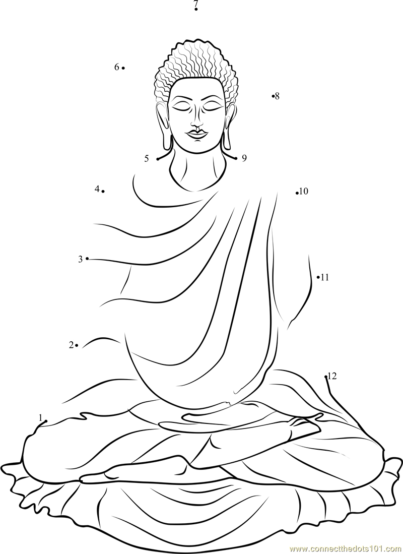Coloriage de Bouddha dans un environnement inspiré de la mythologie hindoue
