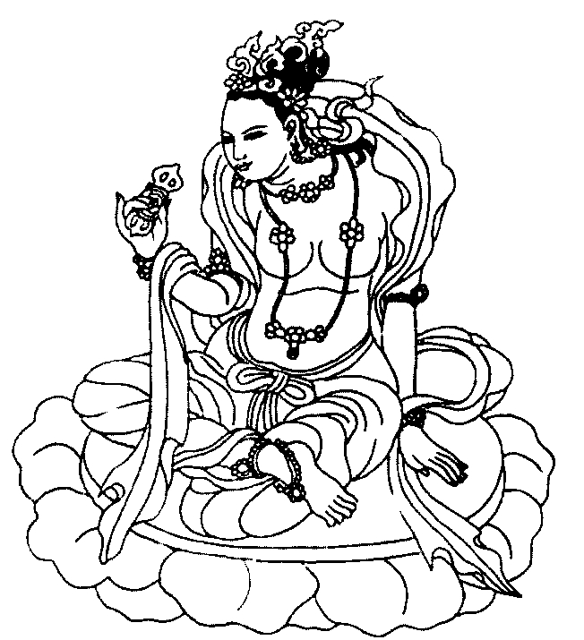 Coloriage représentant Bouddha méditant sous un arbre