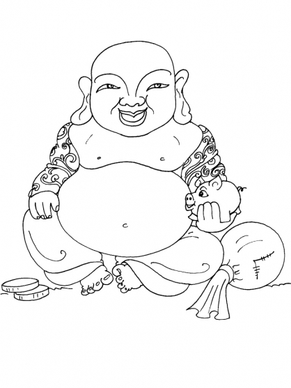 Coloriage de Bouddha entouré de motifs hindous