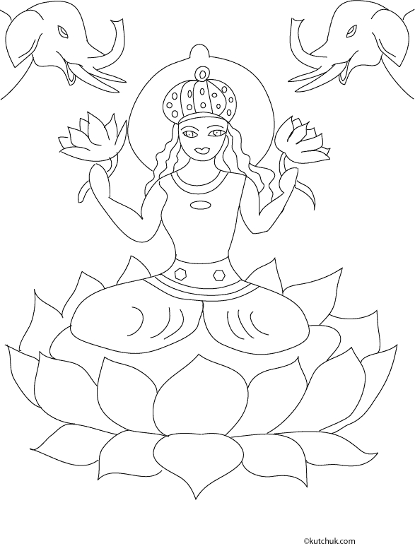 Coloriage d'une scène de la mythologie hindoue avec Bouddha méditant