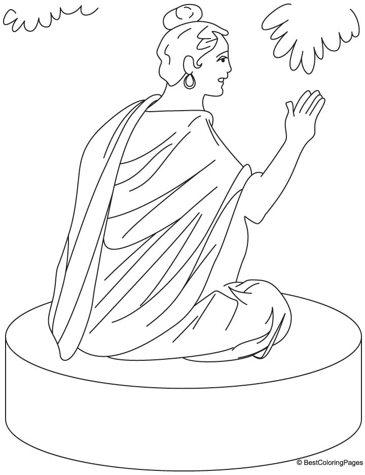 Bouddha en méditation entouré de motifs floraux et symboles hindous