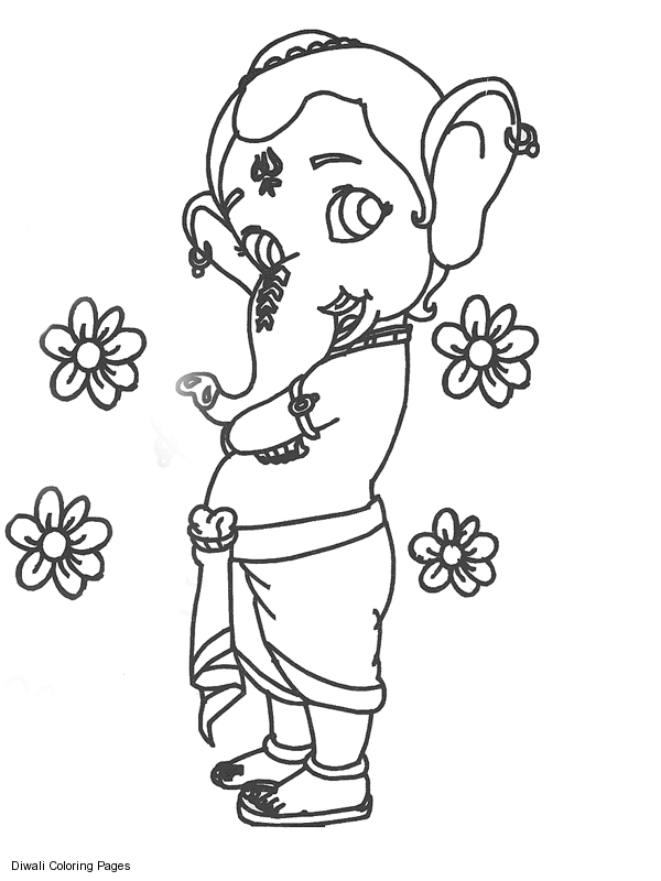 Coloriage de Ganesh en pleine méditation au milieu de motifs floraux Coloriage de Ganesh en pleine méditation au milieu de motifs floraux