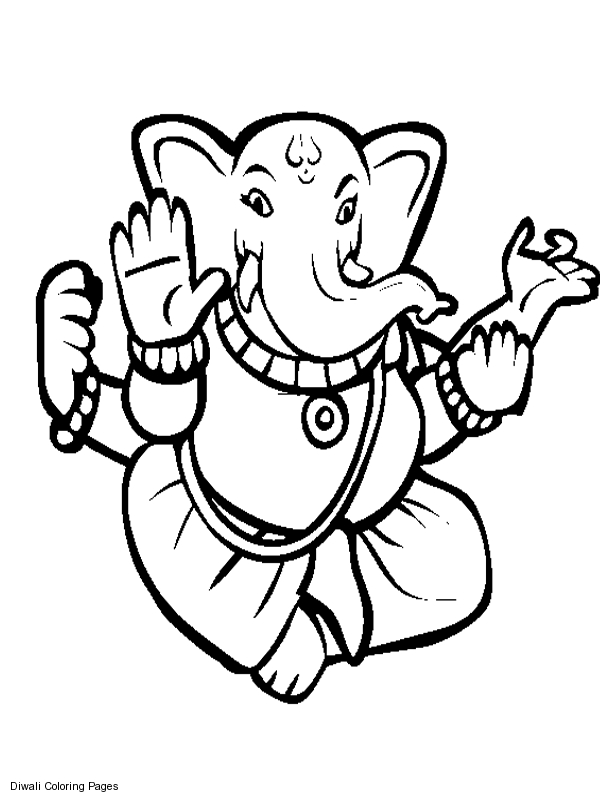 Coloriage de Ganesh entouré d'éléments symboliques de la mythologie hindoue Coloriage de Ganesh entouré d'éléments symboliques de la mythologie hindoue