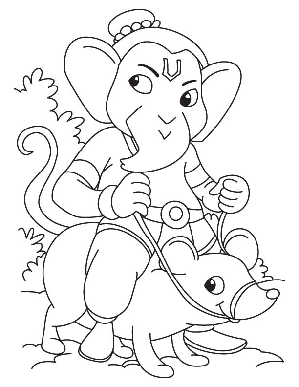 Coloriage de Ganesh entouré d'éléments symboliques hindous Coloriage de Ganesh entouré d'éléments symboliques hindous