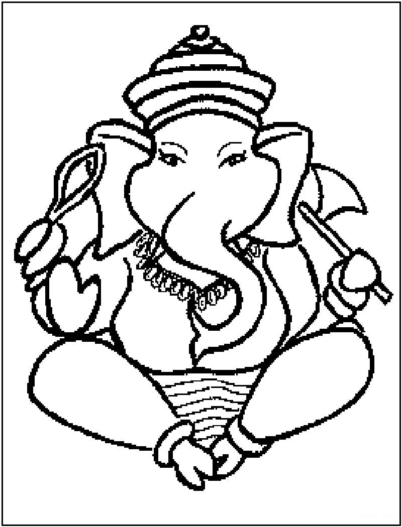 Coloriage de Ganesh dans un décor traditionnel hindou Coloriage de Ganesh dans un décor traditionnel hindou