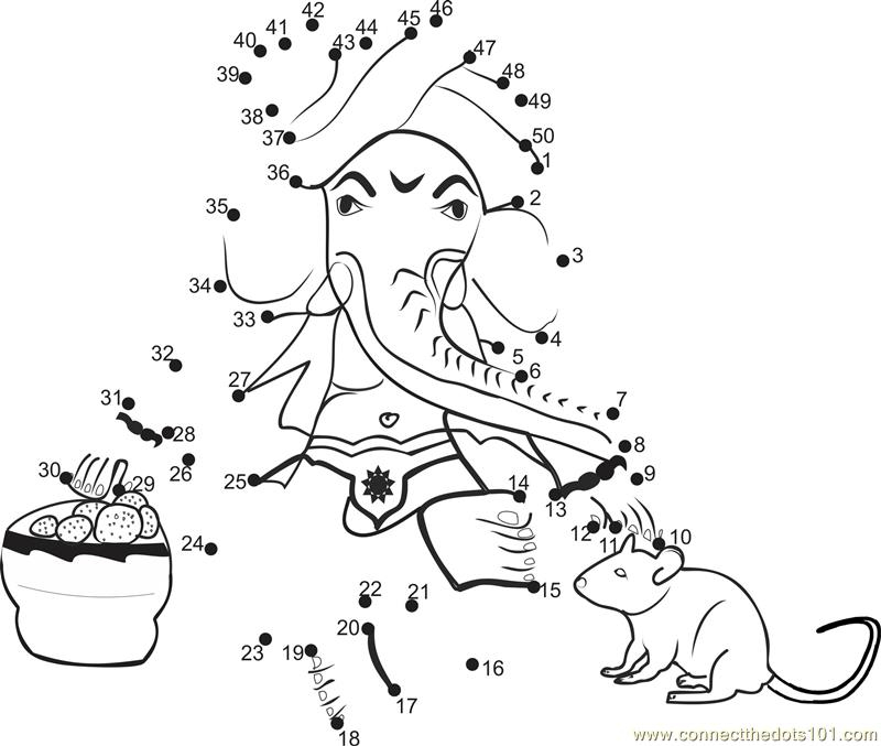 Coloriage de Ganesh entouré de motifs floraux et géométriques