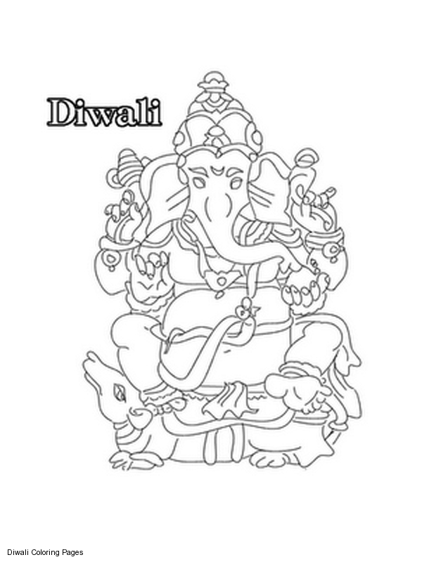 Coloriage de Ganesh dans un décor symbolique hindou
