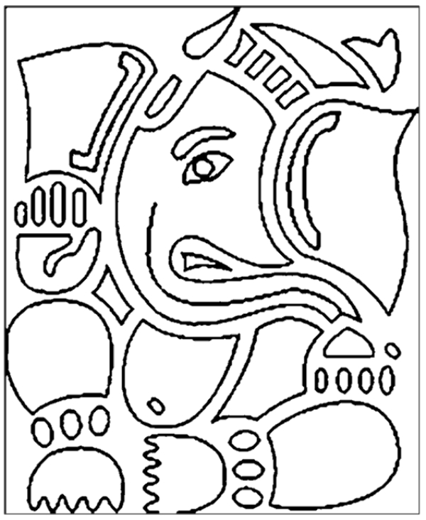 Coloriage de Ganesh dans un décor mythologique hindou Coloriage de Ganesh dans un décor mythologique hindou