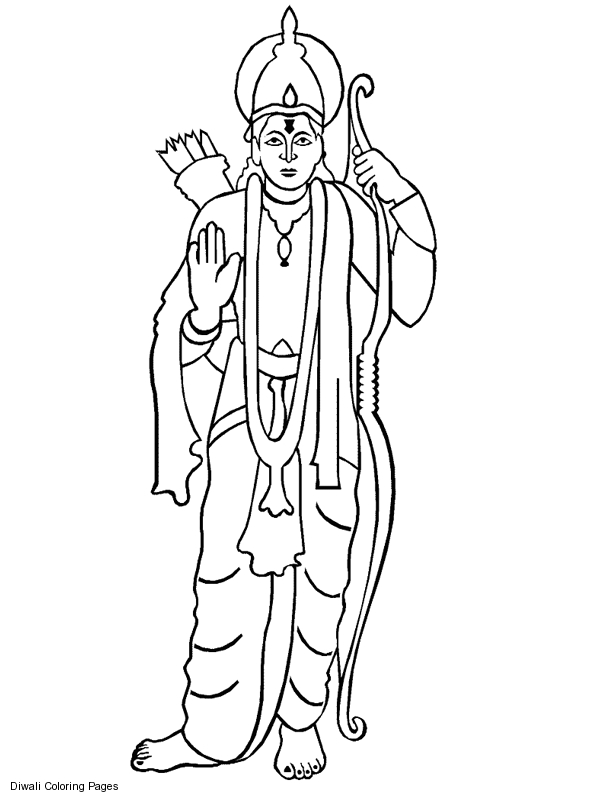 Coloriage d'un personnage de la mythologie hindoue au cœur d'un paysage riche Coloriage d'un personnage de la mythologie hindoue au cœur d'un paysage riche