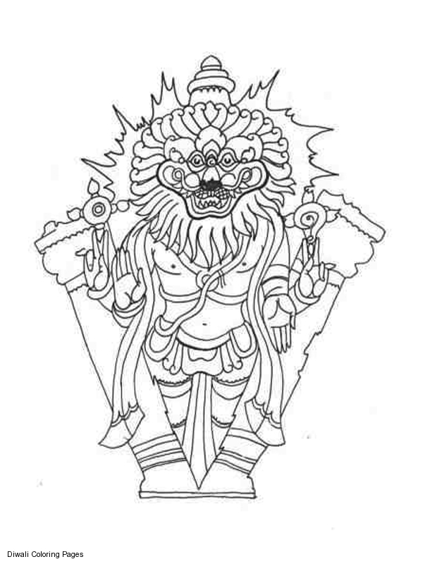 Scène de mythologie hindoue avec un personnage et des motifs floraux Scène de mythologie hindoue avec un personnage et des motifs floraux