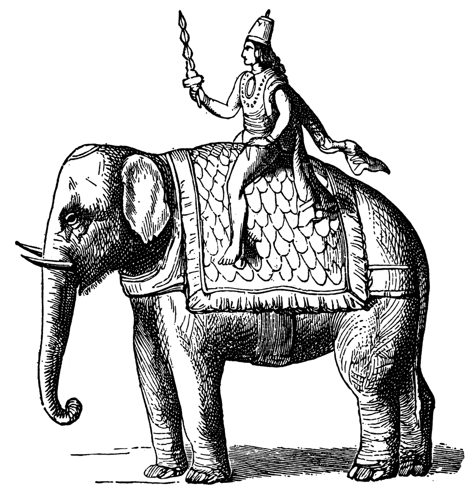 Coloriage d'une déesse hindoue entourée d'éléments symboliques