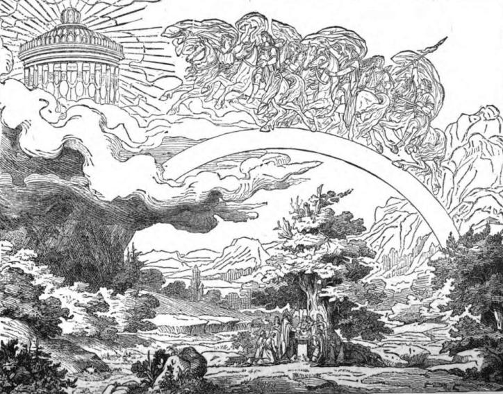 Coloriage d'un personnage mythologique nordique dans un paysage montagneux
