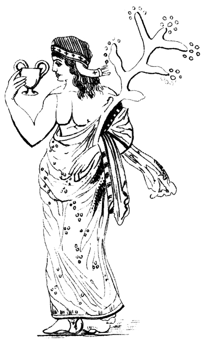 Scène de la mythologie romaine avec un dieu et des éléments naturels