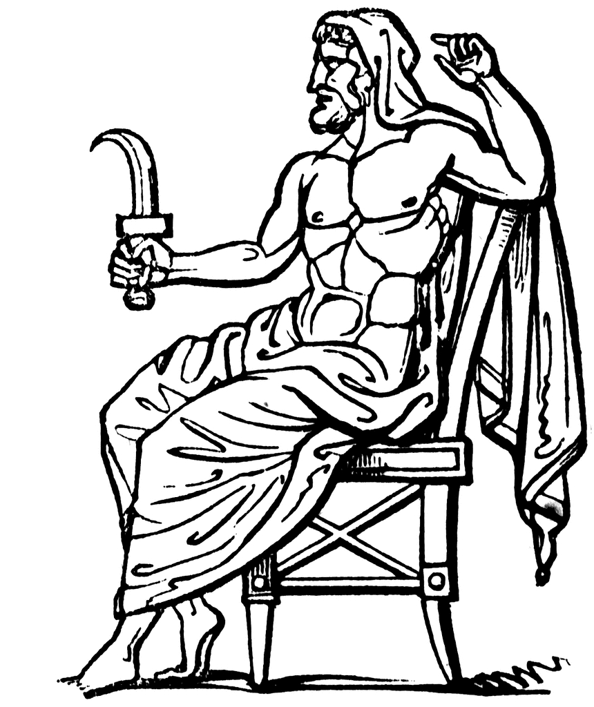 Scène mythologique romaine avec des personnages emblématiques et des éléments symboliques