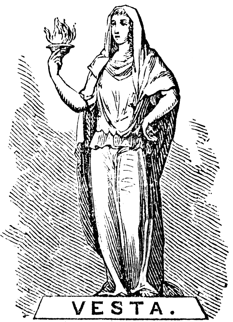 Scène de mythologie romaine avec déesse et éléments naturels