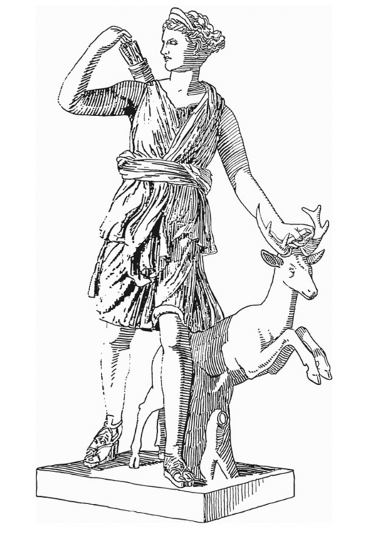 Scène de mythologie romaine avec des divinités et des éléments symboliques